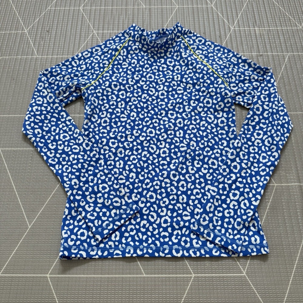 Mini Boden Blue Sunsafe Patterned Rashguard 13-14 Y Leopard Print Long‎ Sleeve